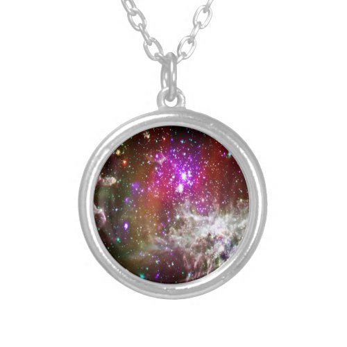 Space _ Pacman Nebula Silver Plated Necklace
