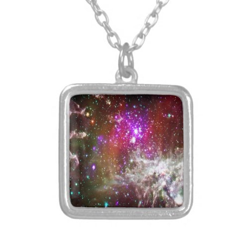 Space _ Pacman Nebula Silver Plated Necklace