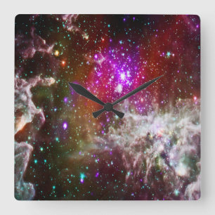 Space - Pacman Nebula Square Wall Clock