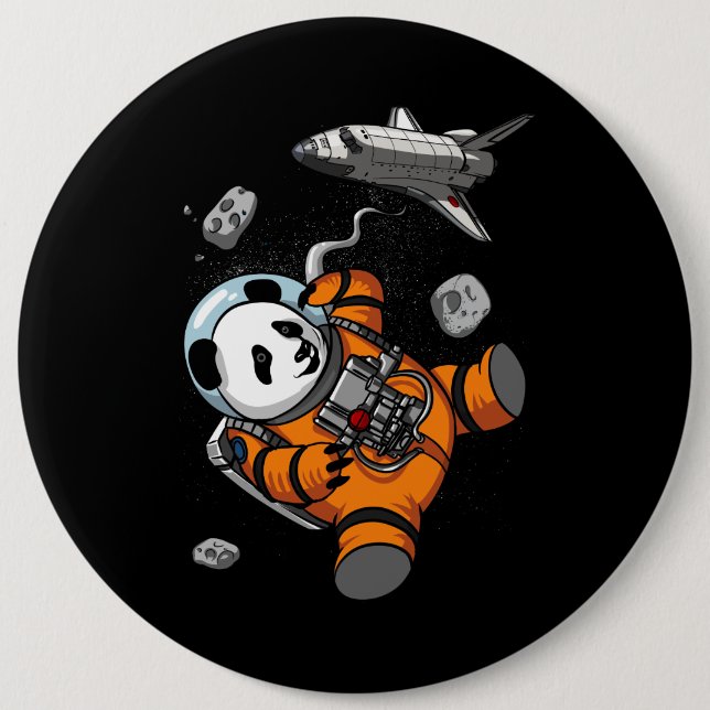 Space Panda Bear Astronaut Galaxy Cosmic Animal Button (Front)