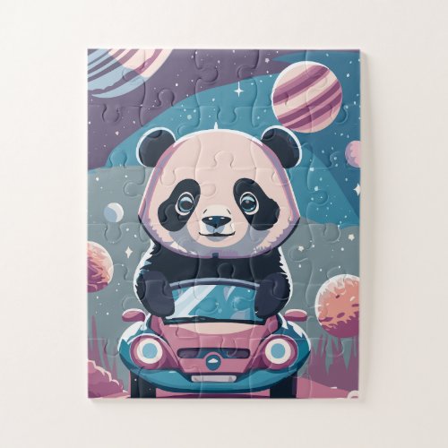 Space Panda Driving Car Jigsaw Puzzle