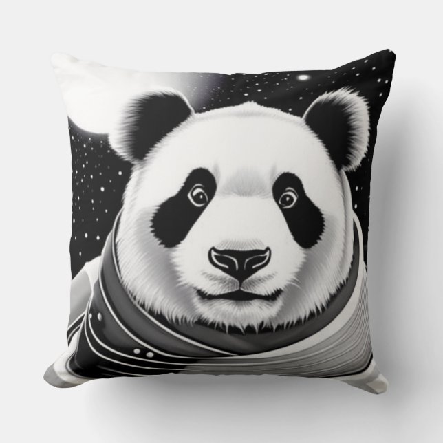 Space Panda Throw Pillow (Front)