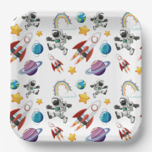 Space Paper Plates, Astronaut Birthday Supplies Plates