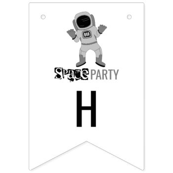 Space Party Astronaut  Birthday Bunting Flags by StampedyStamp at Zazzle