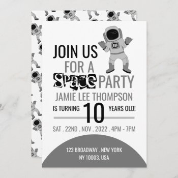 Space Party Astronaut  Birthday Invitation by StampedyStamp at Zazzle
