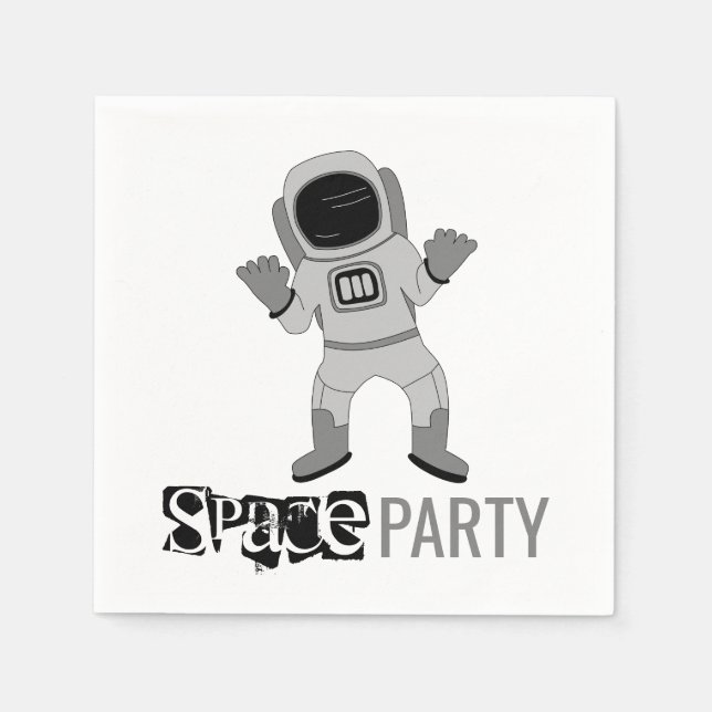 Space Party Astronaut, Birthday Napkins (Front)
