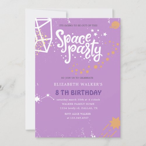 Space Party  Birthday Invitation