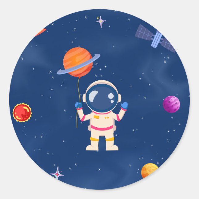  Space Party Collection! Classic Round Sticker (Front)