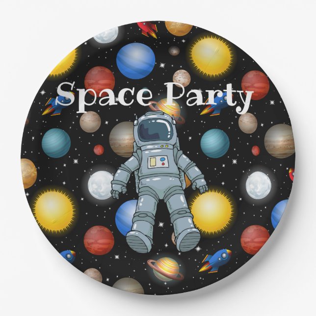 Space Party  Paper Plates (Front)