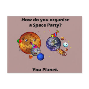Space Party Planet Funny College Humour Joke Postcard