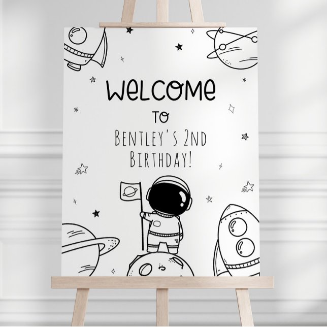 Space Party Welcome Sign WHITE - Foam Board (Creator Uploaded)
