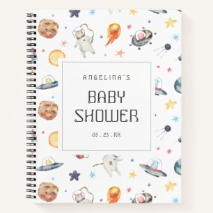 Space Pattern Baby Shower Gift List Notebook