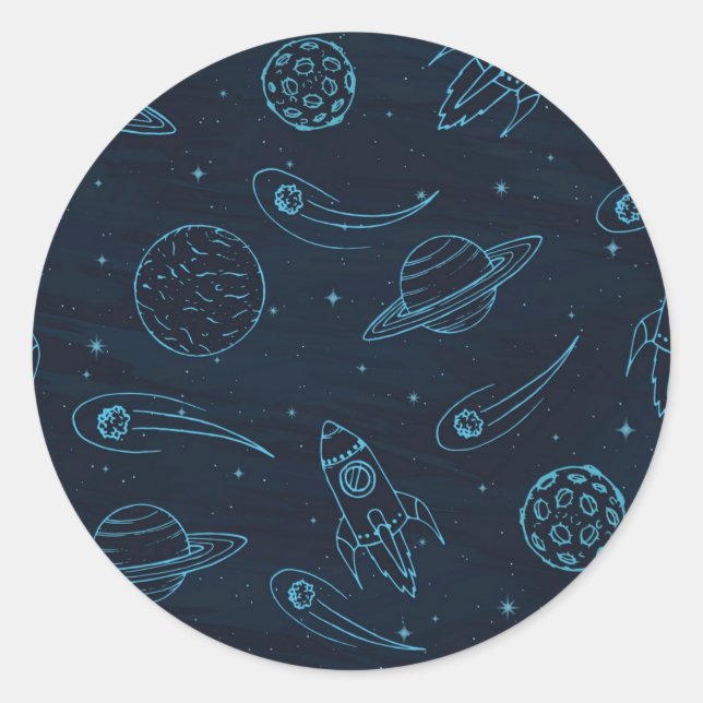 Space pattern classic round sticker (Front)
