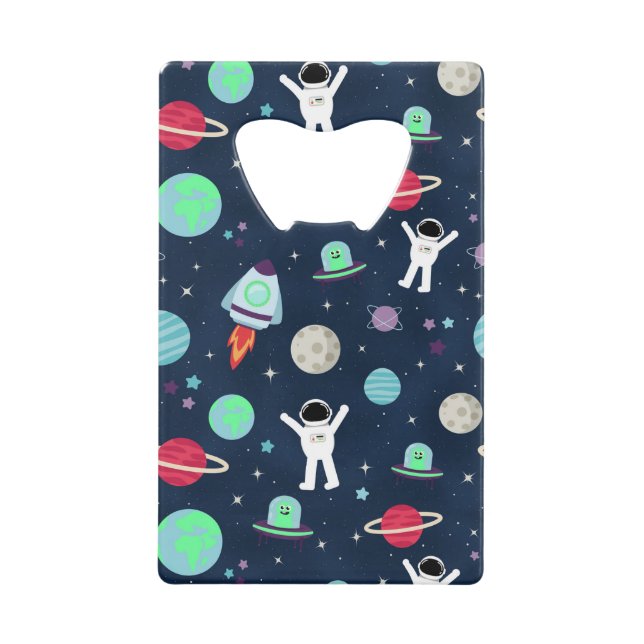 Space Pattern illustration Credit Card Bottle Opener (Front)