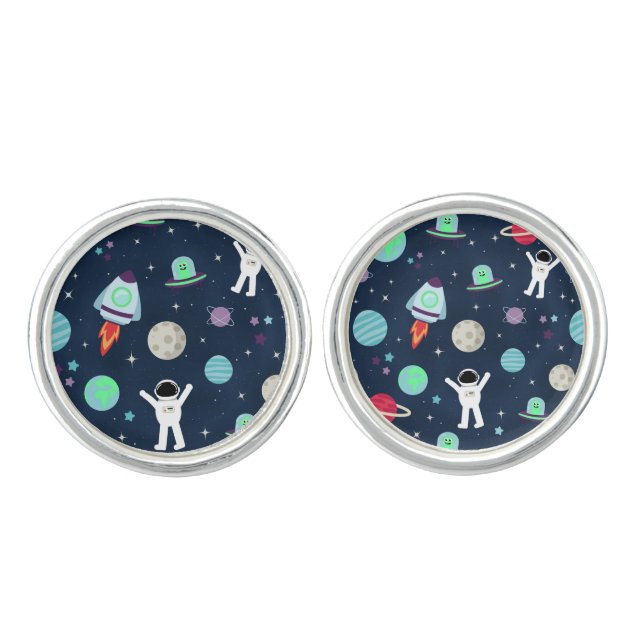 Space Pattern illustration Cufflinks (Front)