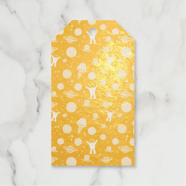Space Pattern illustration Foil Gift Tags (Front)