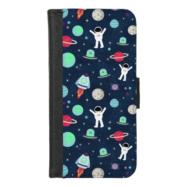 Space Pattern illustration iPhone Wallet Case (Front)