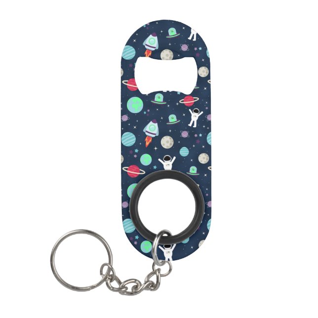 Space Pattern illustration Keychain Bottle Opener (Front)