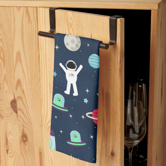 Space Pattern illustration Kitchen Towel (Thirds Fold)
