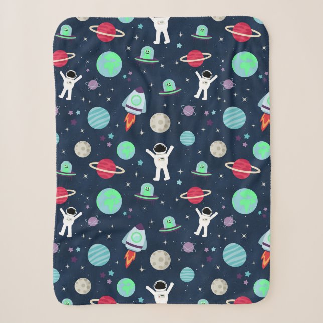 Space Pattern illustration Sherpa Blanket (Front)