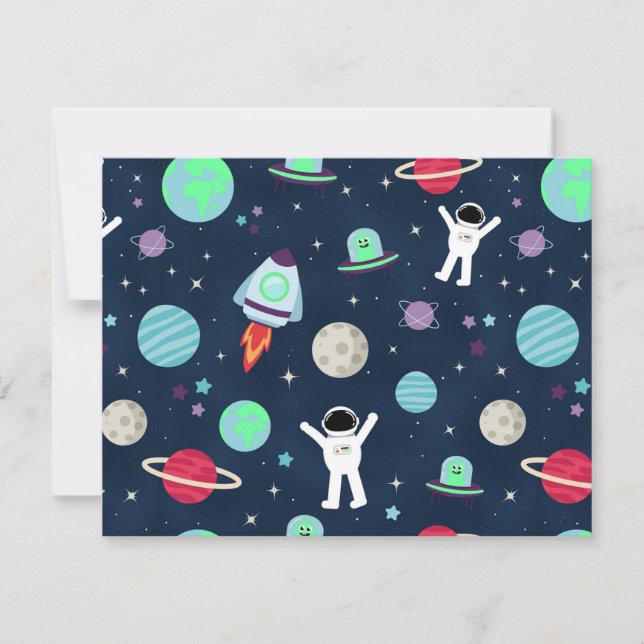 Space Pattern illustration Thank You Card (Front)