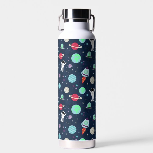 Space Pattern illustration Water Bottle (Front)
