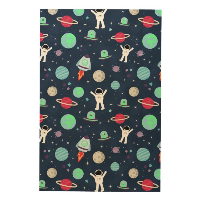 Space Pattern illustration Wood Wall Art (Front)