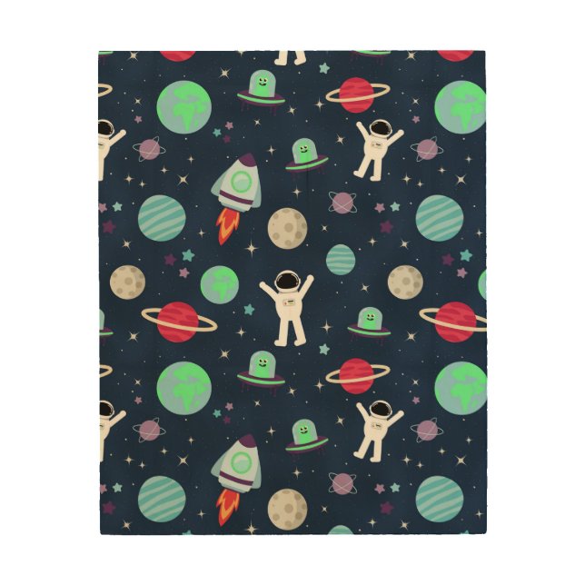 Space Pattern illustration Wood Wall Art (Front)