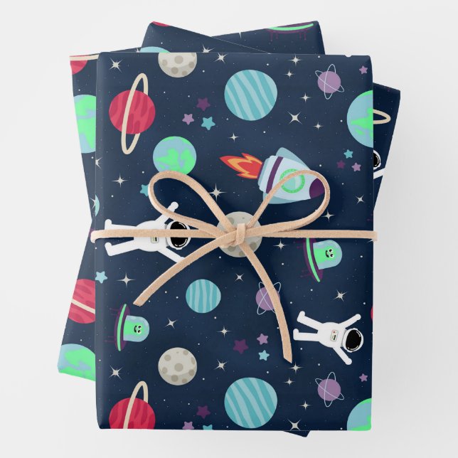 Space Pattern illustration Wrapping Paper Sheets (In situ)