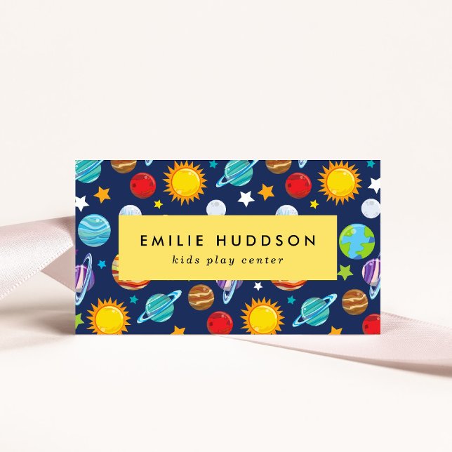 Space Pattern, Kids Play Center, Activity Center Business Card (Creator Uploaded)