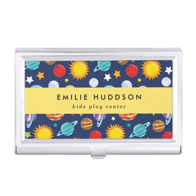 Space Pattern, Kids Play Center, Activity Center Business Card Case (Front)