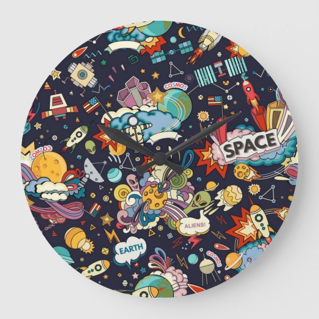 Space pattern large clock (Front)