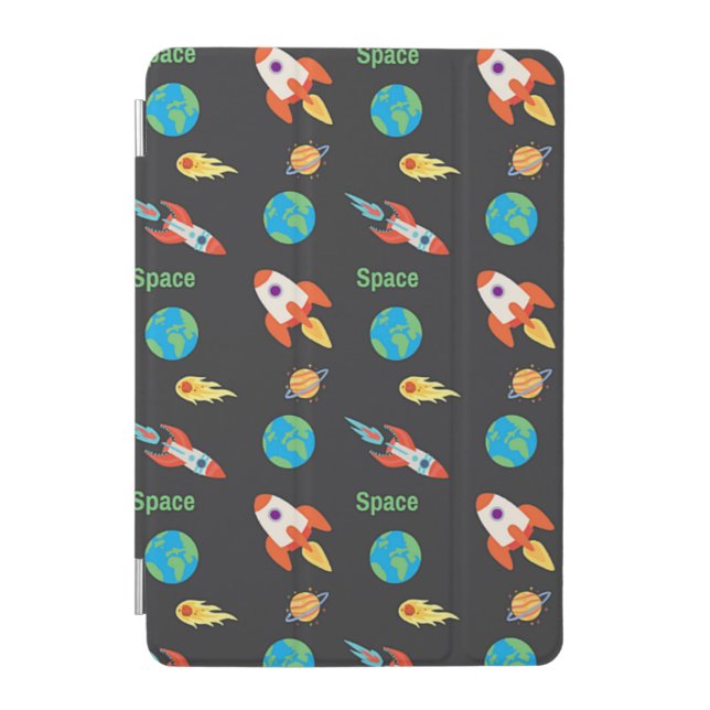 Space pattern on black iPad mini cover (Front)