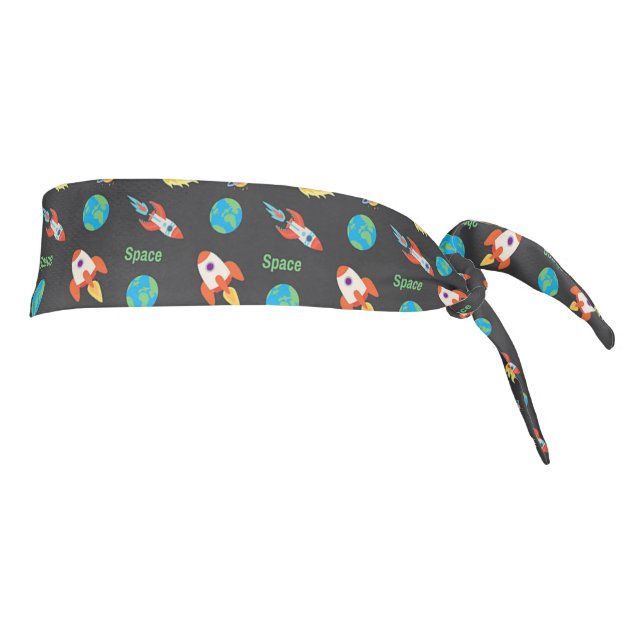 Space pattern on black tie headband (Rotate 90)