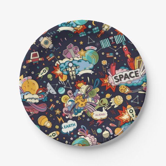 Space pattern paper plates (Front)