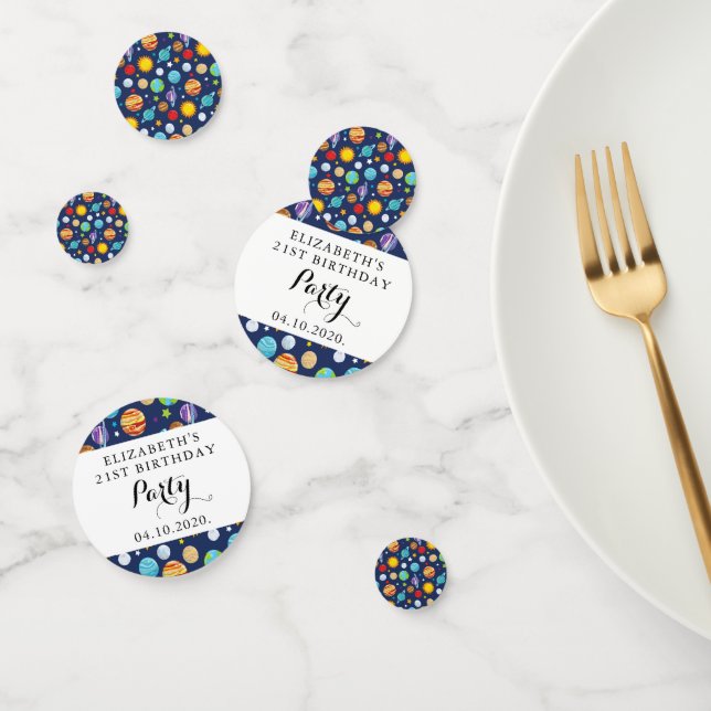 Space Pattern, Planets, Stars, Cosmos, Birthday Confetti (Group)