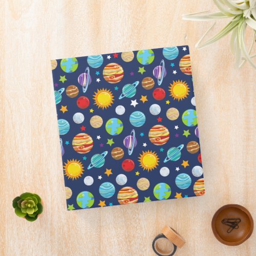 Space Pattern Planets Stars Cosmos Galaxy 3 Ring Binder