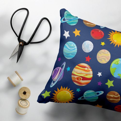 Space Pattern Planets Stars Cosmos Galaxy Accent Pillow