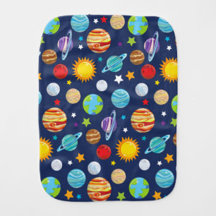 Space Pattern, Planets, Stars, Cosmos, Galaxy Baby Burp Cloth