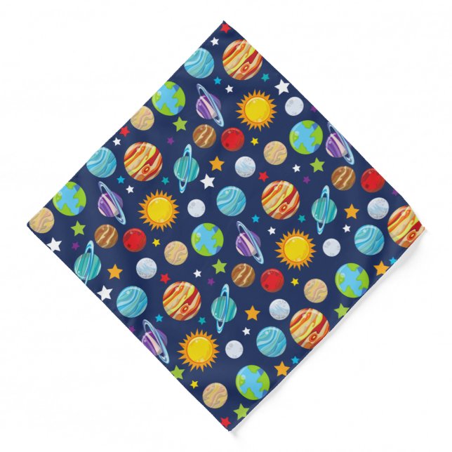 Space Pattern, Planets, Stars, Cosmos, Galaxy Bandana (Front)