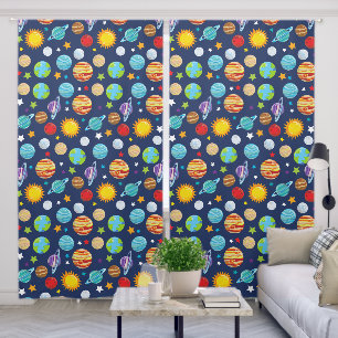Space Pattern, Planets, Stars, Cosmos, Galaxy Blackout Curtains