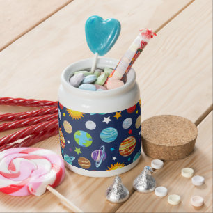 Space Pattern, Planets, Stars, Cosmos, Galaxy Candy Jar