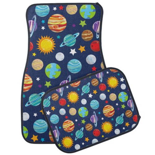 Space Pattern Planets Stars Cosmos Galaxy Car Floor Mat