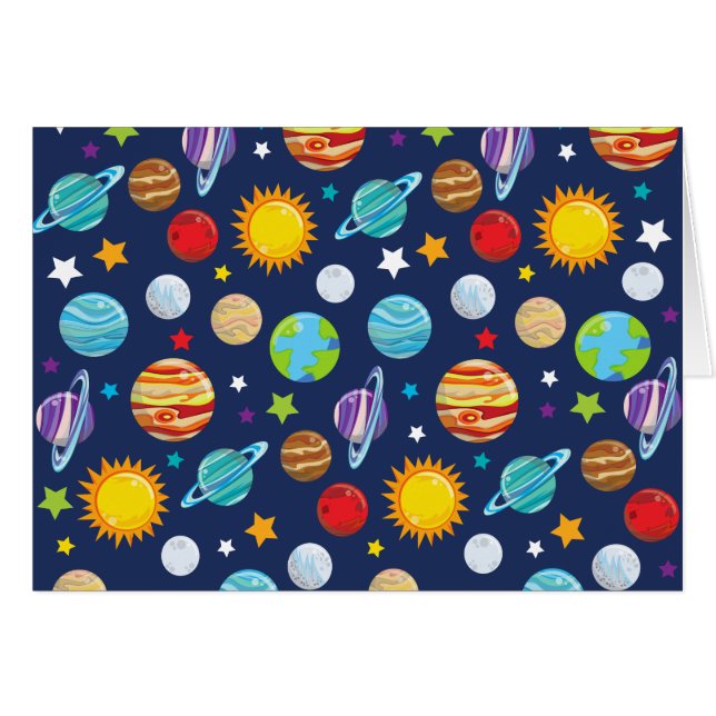 Space Pattern, Planets, Stars, Cosmos, Galaxy Cards (Front Horizontal)