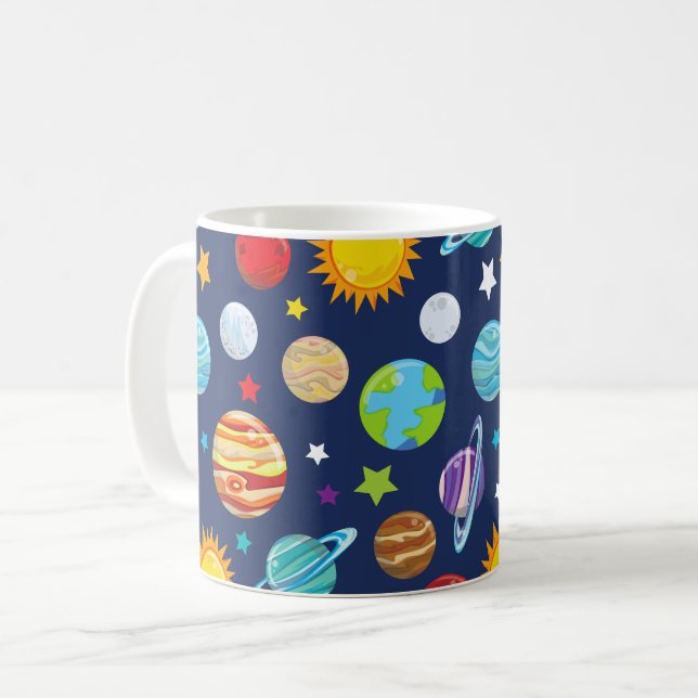 Space Pattern, Planets, Stars, Cosmos, Galaxy Coffee Mug (Front Left)
