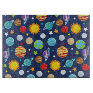 Space Pattern, Planets, Stars, Cosmos, Galaxy Cutting Board