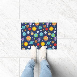 Space Pattern, Planets, Stars, Cosmos, Galaxy Doormat