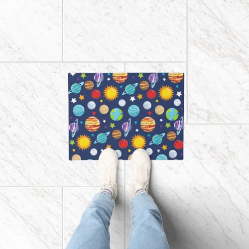 Space Pattern Planets Stars Cosmos Galaxy Doormat