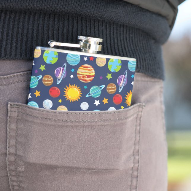 Space Pattern, Planets, Stars, Cosmos, Galaxy Flask (In Situ)