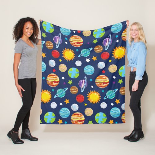 Space Pattern Planets Stars Cosmos Galaxy Fleece Blanket